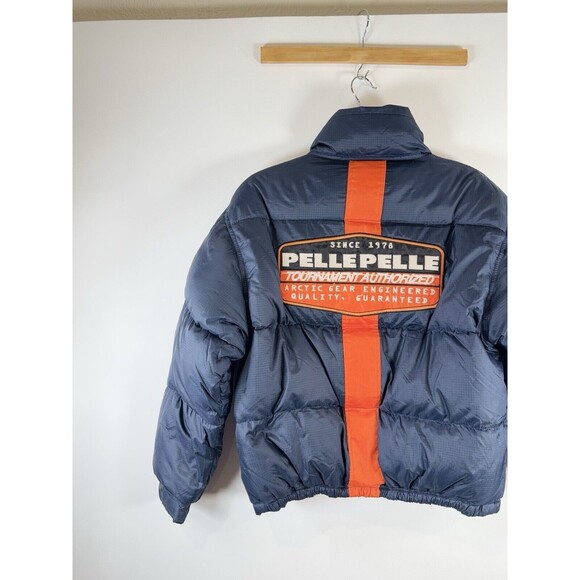 Reversible Down Jacket with Racing Patch by Mark Buchanan, 90s-00s Pelle Pelle - Picture 7 of 15